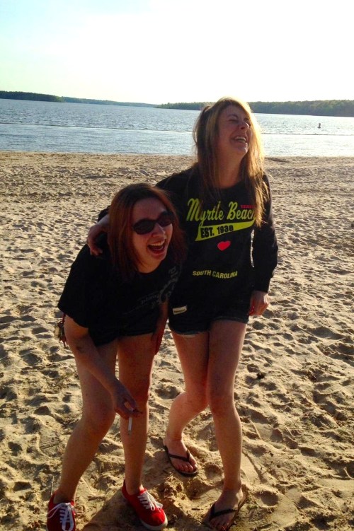 Em n Maddie beach2 - losin it